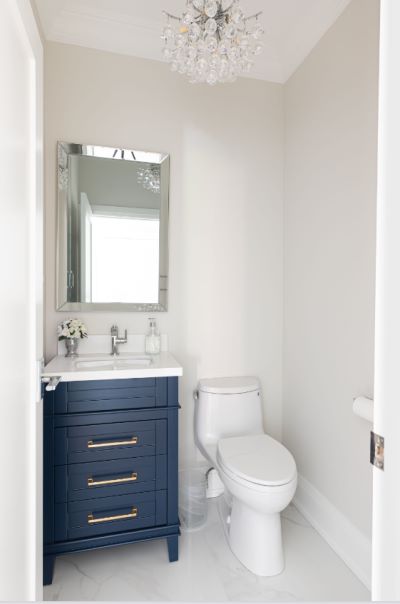 Powder Room With Large Format Tiles